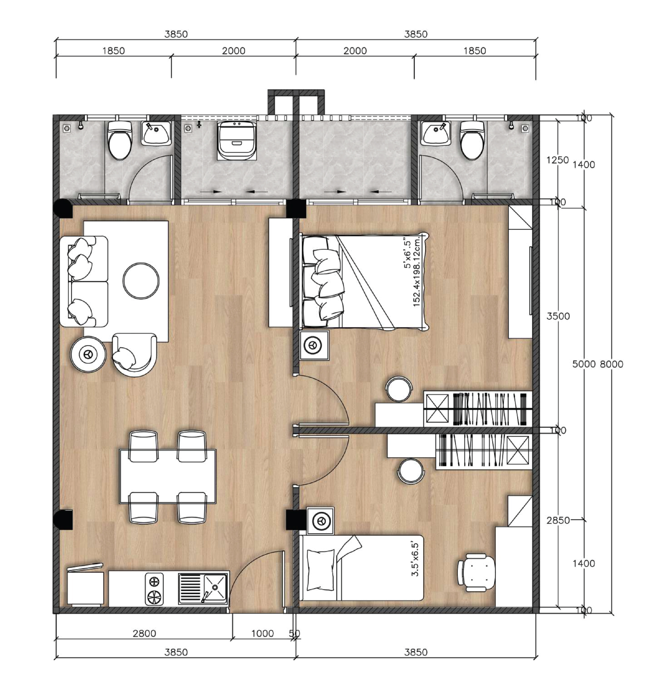 แปลนห้อง 2 Bedrooms